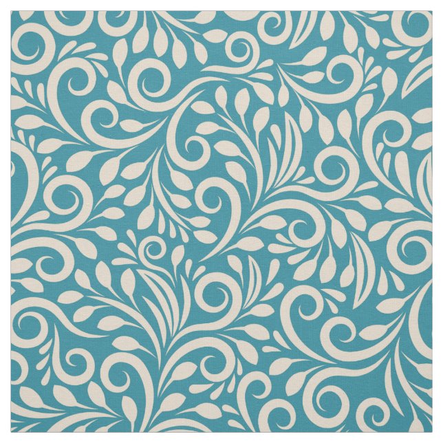 Abstract floral dark cyan pattern  fabric (Swatch)
