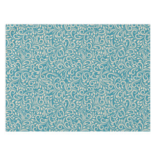 Abstract floral dark cyan pattern tablecloth