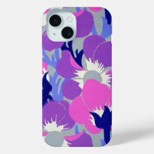 Abstract Floral Delight - Purple and grey iPhone 15 Case