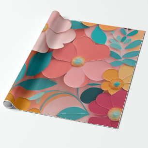 abstract floral design featuring bold, overlapping wrapping paper
