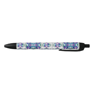 Abstract Floral Design on Black Ink Pen