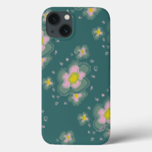 Abstract Floral Design (pink/teal) iPhone 13 Case