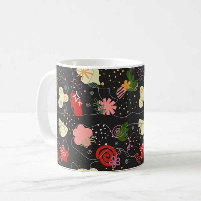 Abstract Floral Doodle Coffee Mug (Front Left)