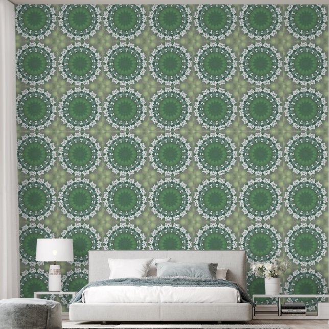 Abstract Floral Elegant Spring Green Wallpaper (Bedroom)