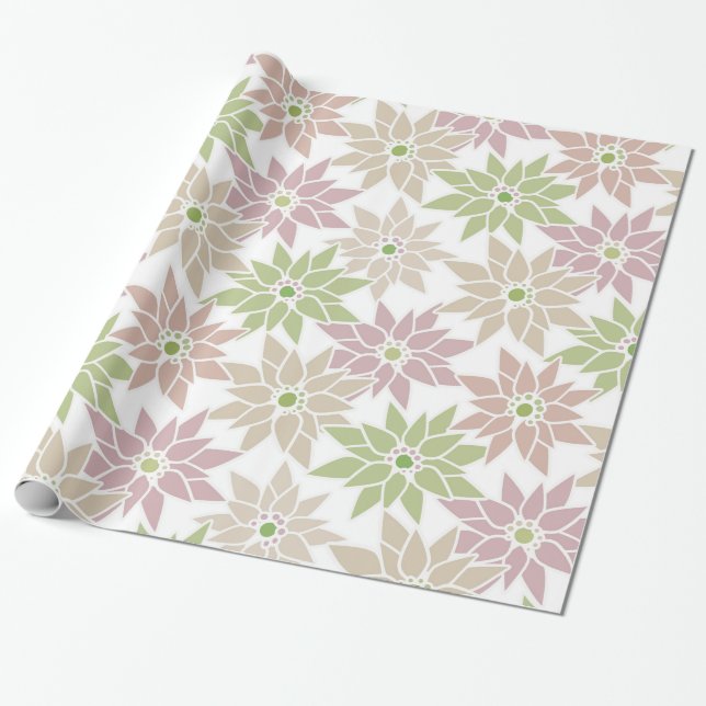 Abstract floral flowers romantic pattern cartoon r wrapping paper (Unrolled)