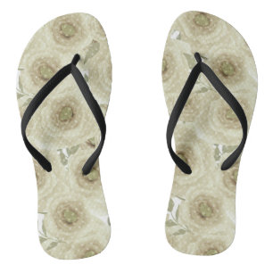 Abstract floral flowers roses beige colour pattern jandals