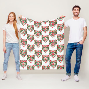 Abstract Floral Folk Heart Fleece Blanket