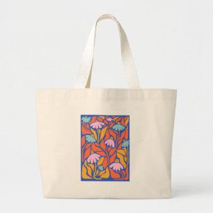 'Abstract Floral Garden' Modern Art Large Tote Bag