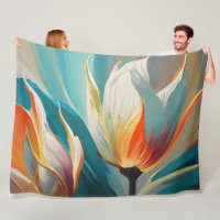 Abstract Floral Glow in Teal and Orange