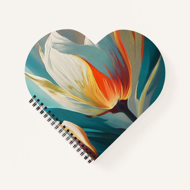 Abstract Floral Glow in Teal and Orange Notebook (Front)