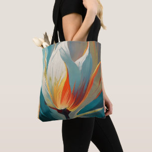 Abstract Floral Glow in Teal and Orange Tote Bag