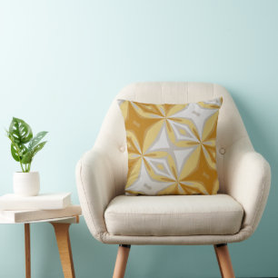 Abstract Floral Gold and Greyish Silver Abstract Cushion