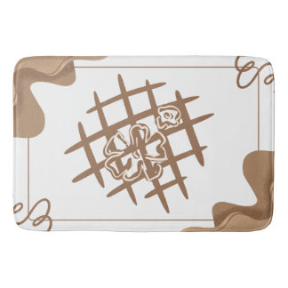 Abstract Floral Grid Bath Mat
