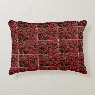 Abstract Floral Grid Pattern Accent Pillow