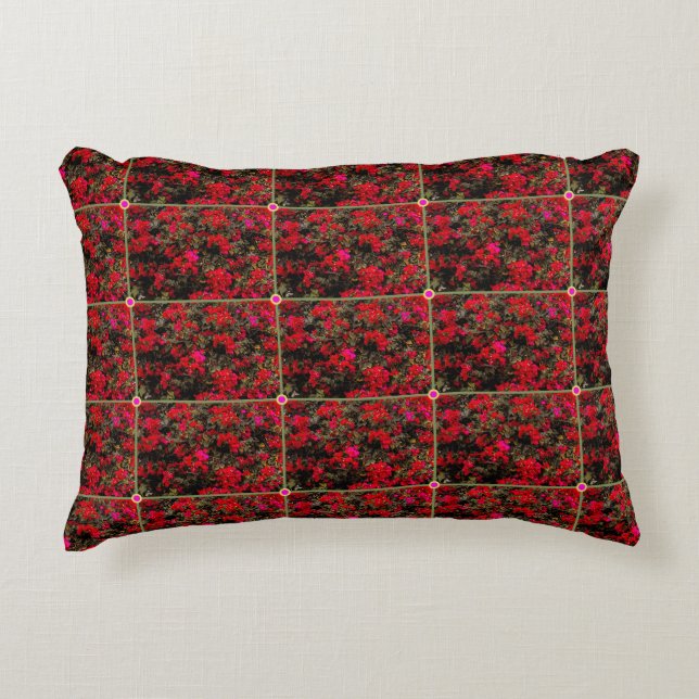 Abstract Floral Grid Pattern Accent Pillow (Front)