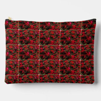 Abstract Floral Grid Pattern Accessory Pouch