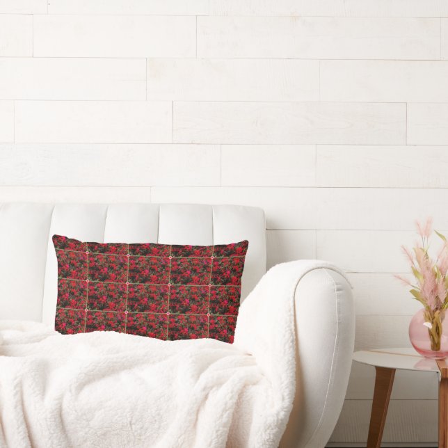 Abstract Floral Grid Pattern Lumbar Pillow (Couch)