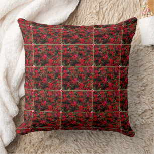 Abstract Floral Grid Pattern Throw Pillow