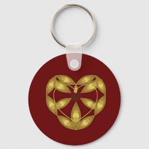 Abstract Floral Heart Key Ring