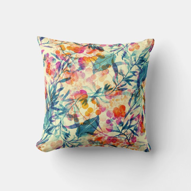 Abstract floral: herbs, flowers pattern. cushion (Front)