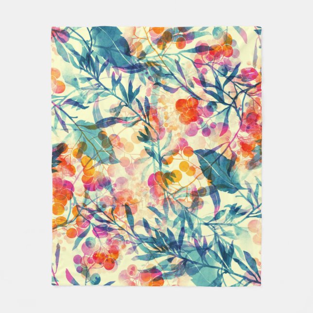 Abstract floral: herbs, flowers pattern. fleece blanket (Front)