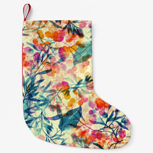 Abstract floral: herbs, flowers pattern. small christmas stocking (Front)