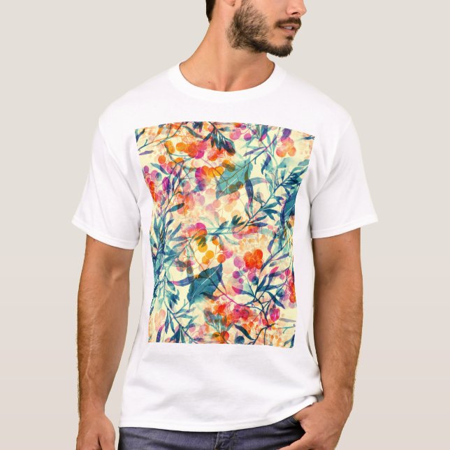 Abstract floral: herbs, flowers pattern. T-Shirt (Front)