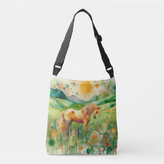 Abstract Floral Horse Crossbody Bag - Modern Art