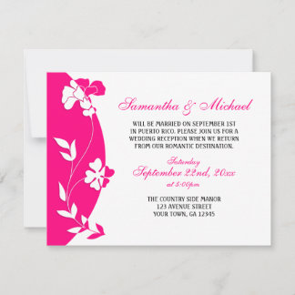 Abstract Floral Hot Pink Reception ONLY Invitation