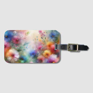 Abstract Floral in Watercolor Style Luggage Tag