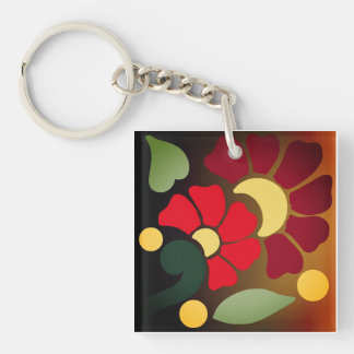 Abstract floral key ring