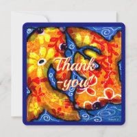 Abstract Floral Koi Fish Thank-you Greeting Card