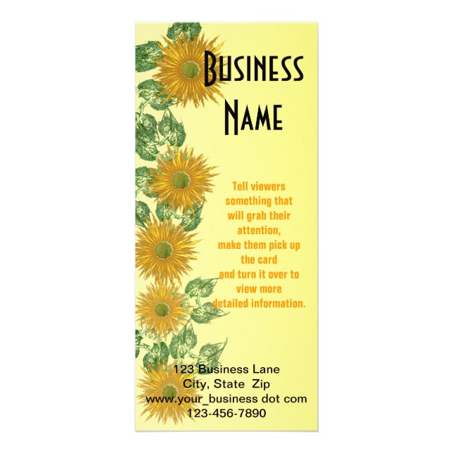 Abstract Floral Leaf Border Template Rack Card (Front)