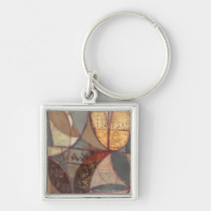 Abstract Floral Leaf Painting by Norman Wyatt Key Ring