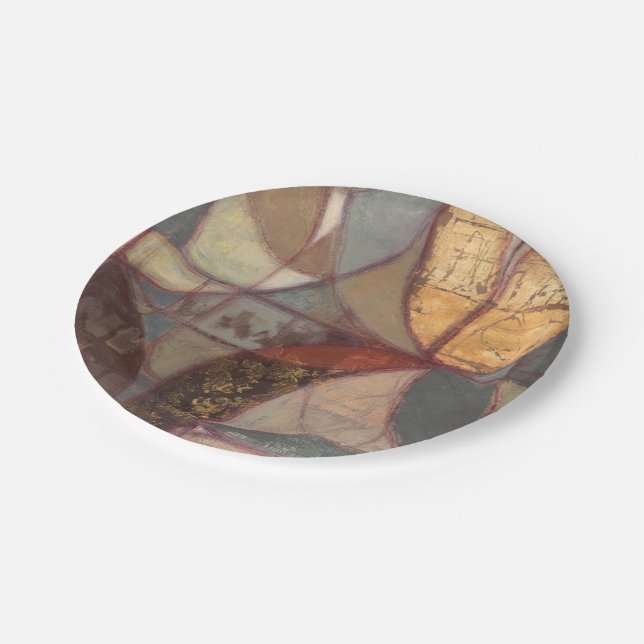 Abstract Floral Leaf Painting by Norman Wyatt Paper Plate (Angled)