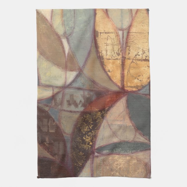 Abstract Floral Leaf Painting by Norman Wyatt Tea Towel (Vertical)