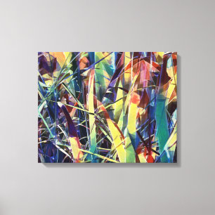 Abstract Floral Leaves Colourful Canvas Art Print