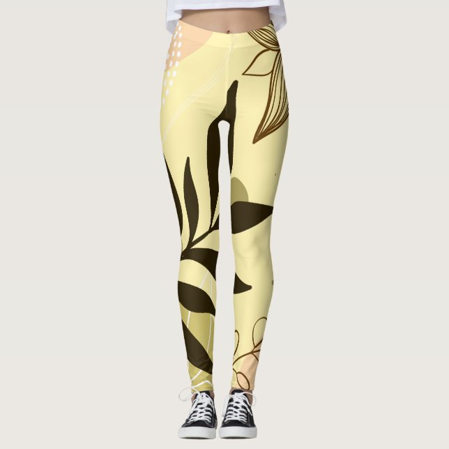  Abstract Floral Leggings - Comfortable and Unique (Front)