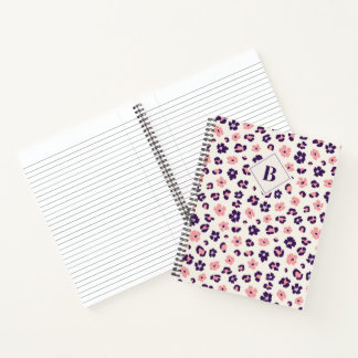 Abstract Floral Leopard Animal Print Monogram Notebook