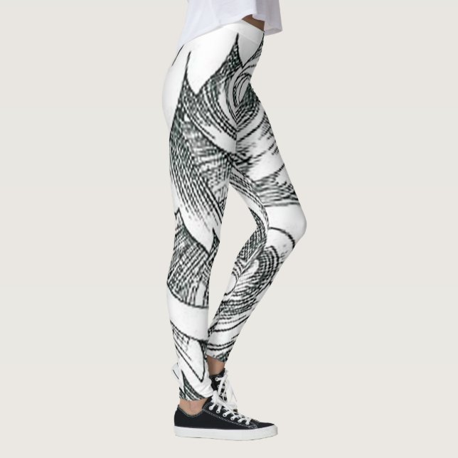 Abstract Floral Line Art Leggings (Right)