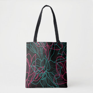 Abstract Floral Line Art Pattern Design Tote Bag