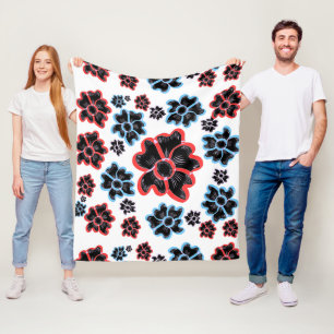 Abstract Floral Mandala Pattern Design red  Fleece Blanket