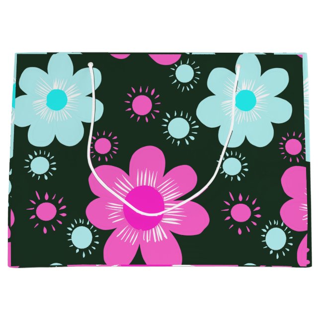 Abstract Floral Mandala Pattern Design red  Large Gift Bag (Front)
