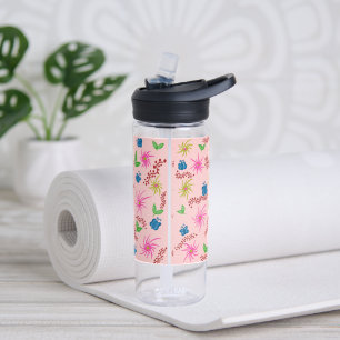 Abstract Floral Mandala Pattern Design red  Water Bottle
