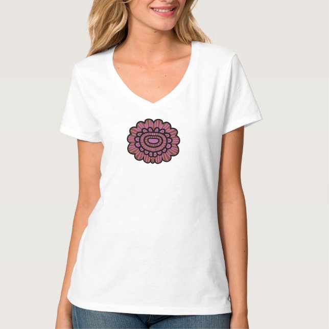 Abstract Floral Mandala Pattern Design T-Shirt (Front)