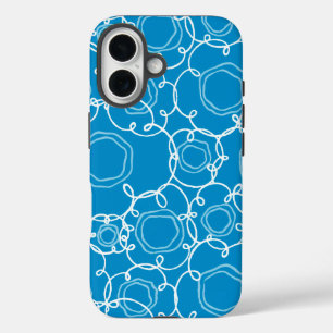 Abstract Floral Matrix (Blue) Fine Art iPhone 16 Case