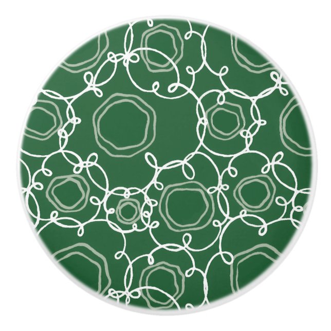 Abstract Floral Matrix (Dark Green) Fine Art Ceramic Knob (Front)