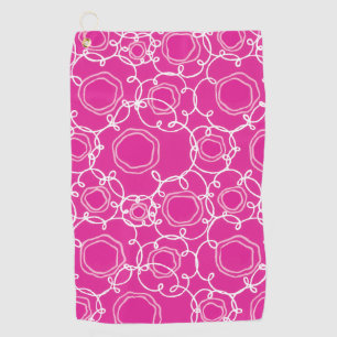 Abstract Floral Matrix (Hot Pink) Fine Art Golf Towel