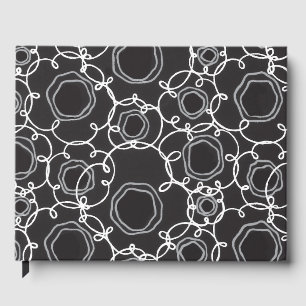 ABSTRACT FLORAL MATRIX IN BLACK GUEST BOOK
