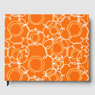 ABSTRACT FLORAL MATRIX IN ORANGE GUEST BOOK